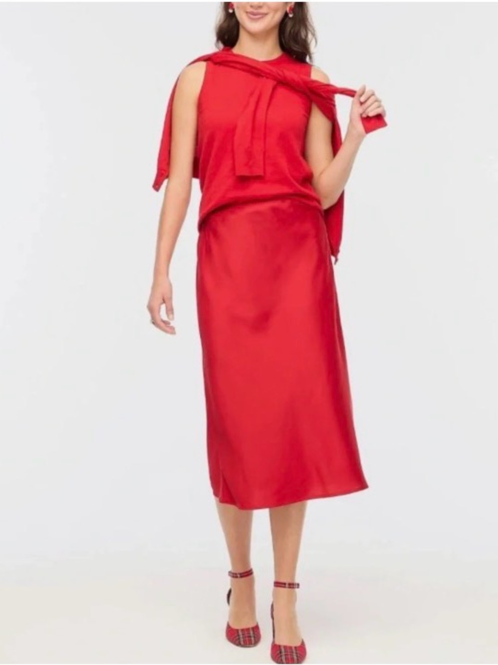 J. Crew Factory Bias Slip Skirt Red